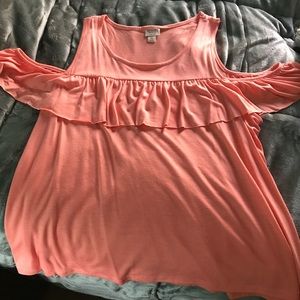 Pretty peach open shoulder top